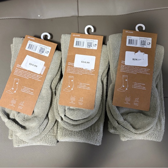 3 Pair LOT Unisex Size S - On Cloud Terry Socks High Desert Green - Picture 7 of 10